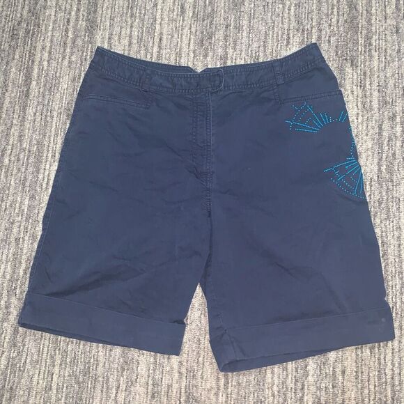VTG Y2K Nike Golf Fit Dry Blue Bermuda Style Shorts Cuffed Hem’s Embellished M‎ - Picture 1 of 9